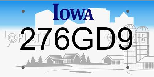 276GD9 Iowa License Plate