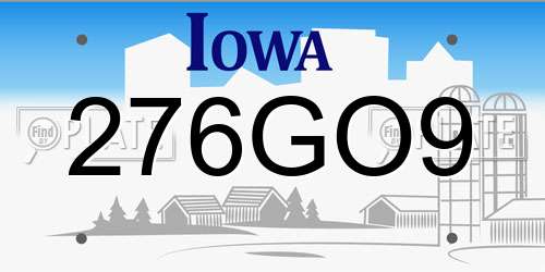 276GO9 Iowa License Plate