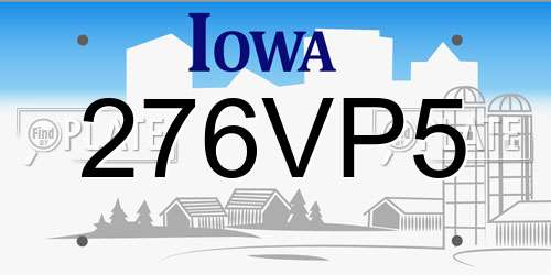 276VP5 Iowa License Plate