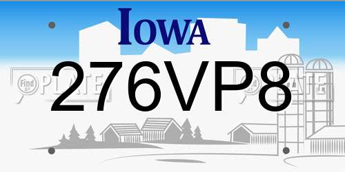 276VP8 Iowa License Plate