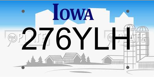 276YLH Iowa License Plate