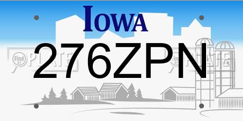 276ZPN Iowa License Plate