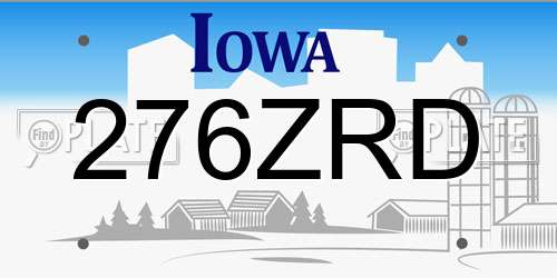 276ZRD Iowa License Plate