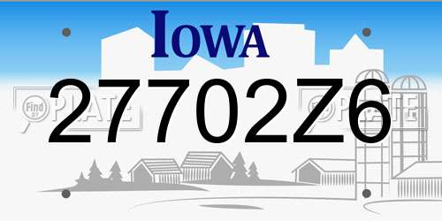 27702Z6 Iowa License Plate