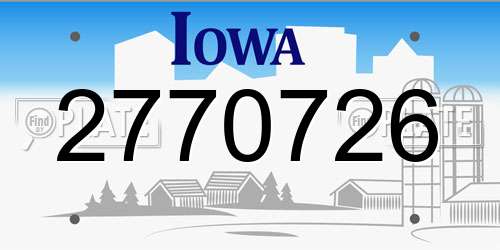 2770726 Iowa License Plate