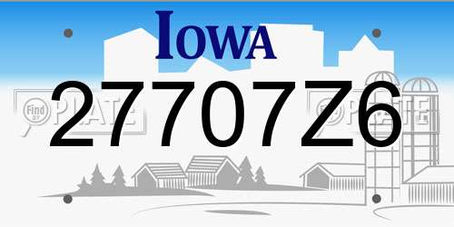 27707Z6 Iowa License Plate