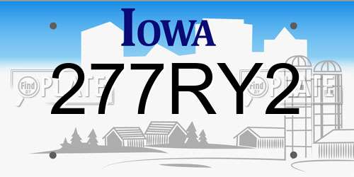 277RY2 Iowa License Plate