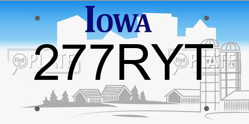 277RYT Iowa License Plate