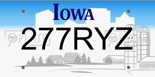 277RYZ Iowa License Plate