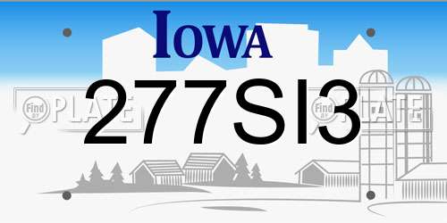 277SI3 Iowa License Plate