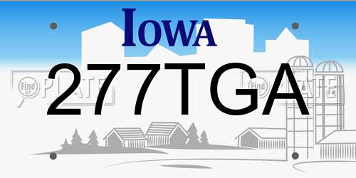 277TGA Iowa License Plate