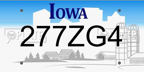 277ZG4 Iowa License Plate