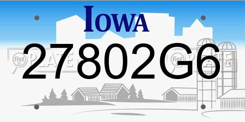 27802G6 Iowa License Plate