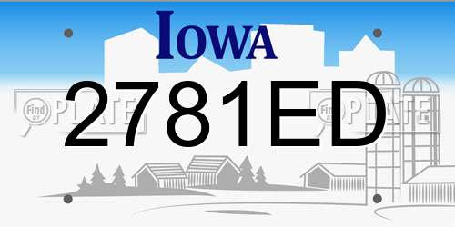 2781ED Iowa License Plate
