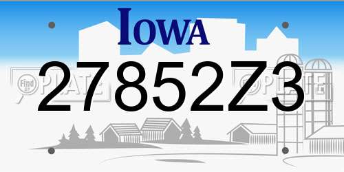 27852Z3 Iowa License Plate