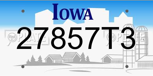 27857T3 Iowa License Plate