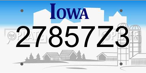 27857Z3 Iowa License Plate