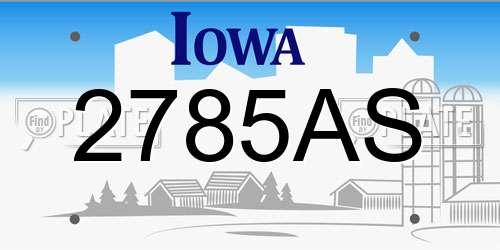 2785AS Iowa License Plate
