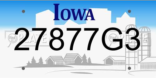 27877G3 Iowa License Plate