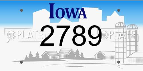 2789 Iowa License Plate