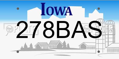 278BAS Iowa License Plate