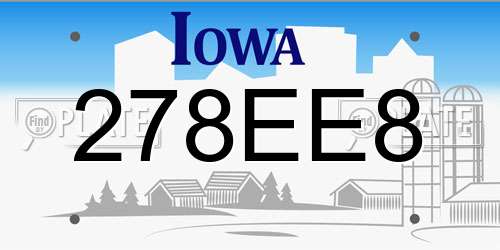 278EE8 Iowa License Plate