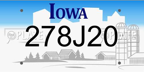 278J20 Iowa License Plate