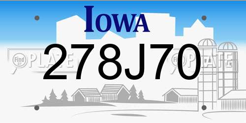 278J70 Iowa License Plate