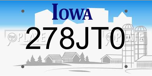 278JT0 Iowa License Plate