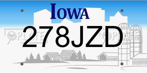278JZD Iowa License Plate