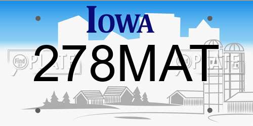 278MAT Iowa License Plate