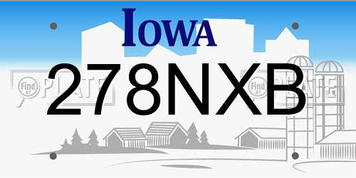 278NXB Iowa License Plate