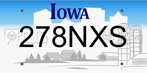 278NXS Iowa License Plate