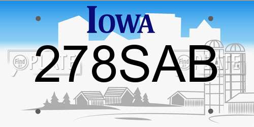 278SAB Iowa License Plate