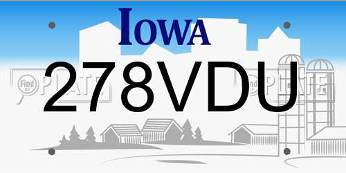 278VDU Iowa License Plate