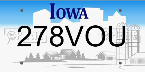 278VOU Iowa License Plate