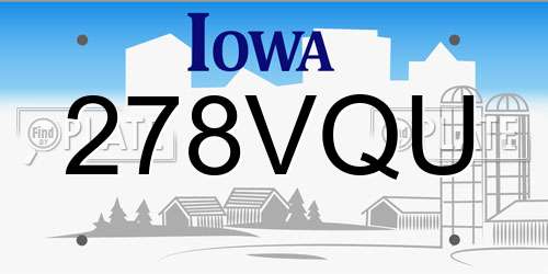 278VQU Iowa License Plate