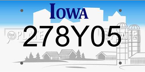 278Y05 Iowa License Plate