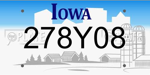 278Y08 Iowa License Plate