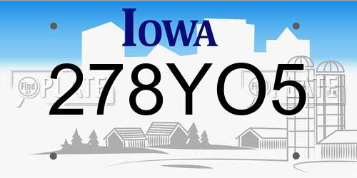 278YO5 Iowa License Plate