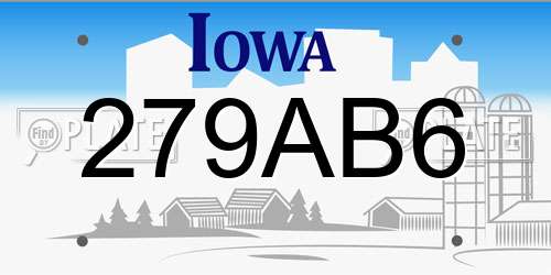 279AB6 Iowa License Plate
