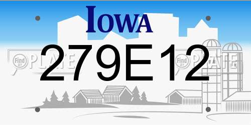 279E12 Iowa License Plate