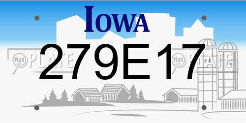 279E17 Iowa License Plate