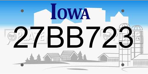 27BB723 Iowa License Plate