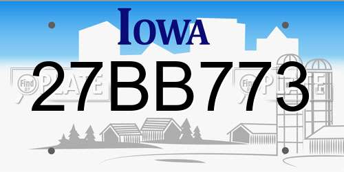 27BB773 Iowa License Plate