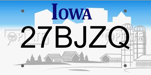 27BJZQ Iowa License Plate