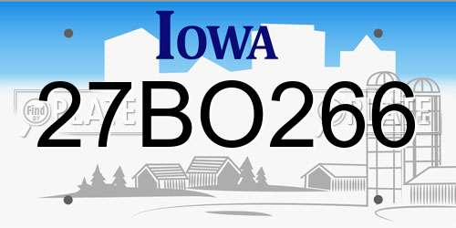 27BO266 Iowa License Plate