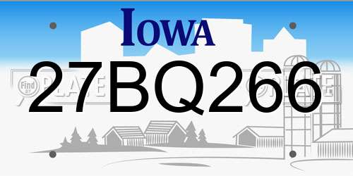 27BQ266 Iowa License Plate