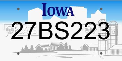 27BS223 Iowa License Plate