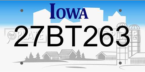 27BT263 Iowa License Plate